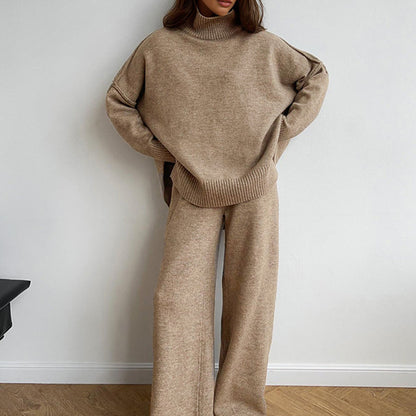 Beige women's two-piece matching set, alternate product view