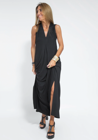 Schwarzes kleid + weste in schwarz and schwarzes kleid + weste in kaffee women's two-piece matching set, alternate product view