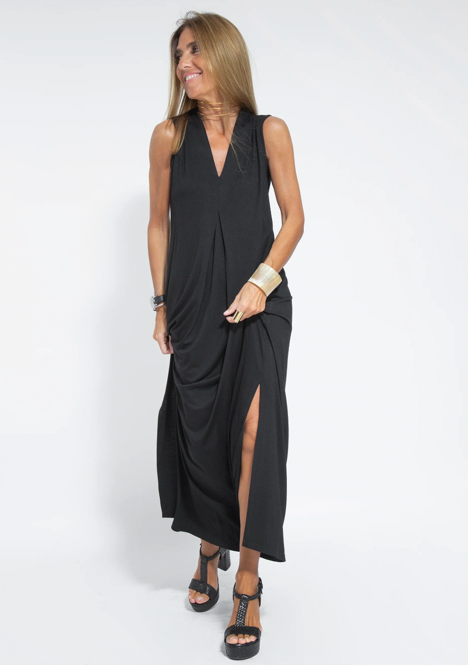 Schwarzes kleid + weste in schwarz and schwarzes kleid + weste in kaffee women's two-piece matching set, alternate product view