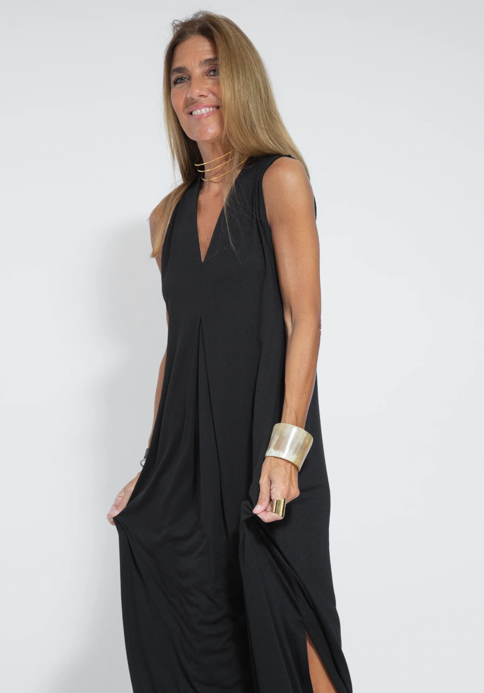 Schwarzes kleid + weste in türkis women's two-piece matching set, alternate product view