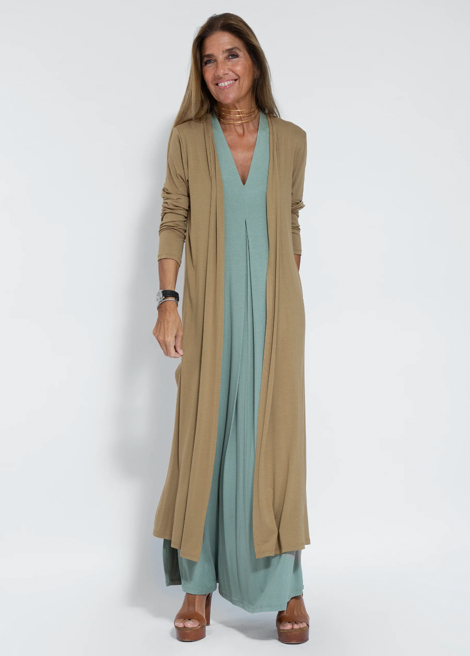 Türkises kleid + weste in kaffee women's two-piece matching set, alternate product view
