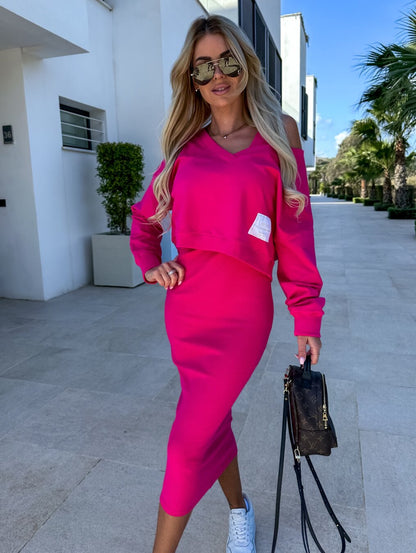 Fuchsia women's two-piece matching set, alternate product view