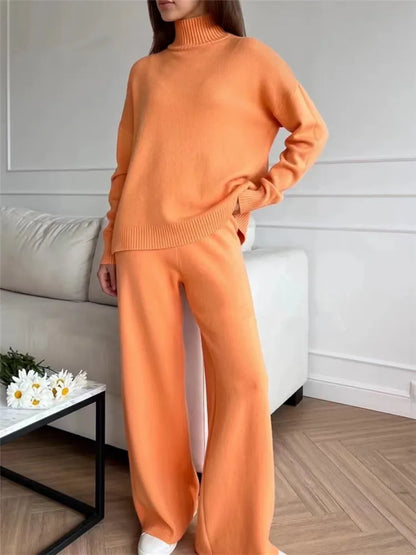 Orange women's two-piece matching set, product view
