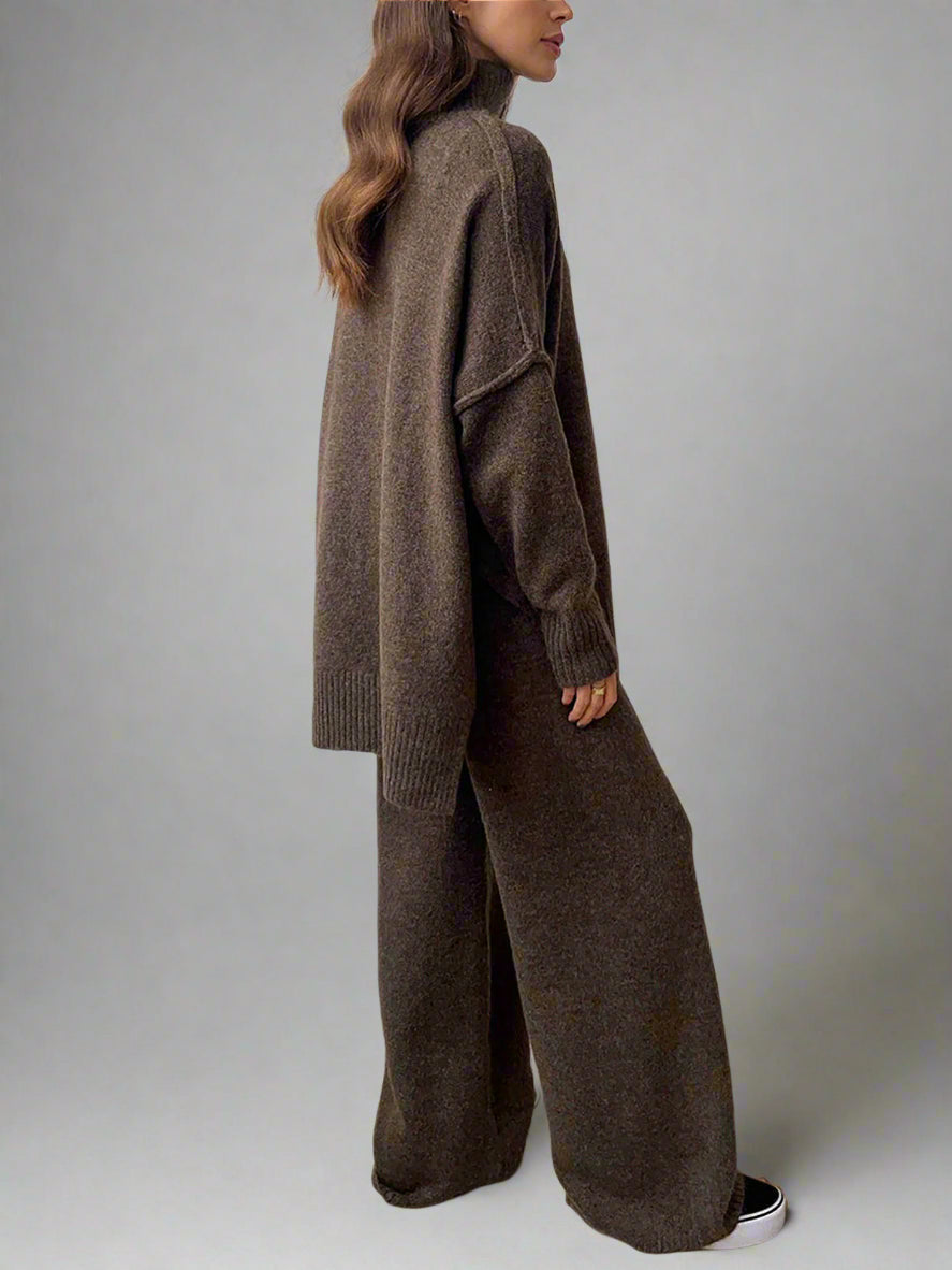 Brown women's two-piece matching set, alternate product view