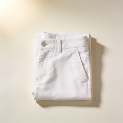 Men's White Chino Summer Shorts top view
