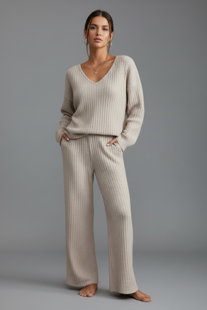 Light brown women's two-piece matching set, alternate product view