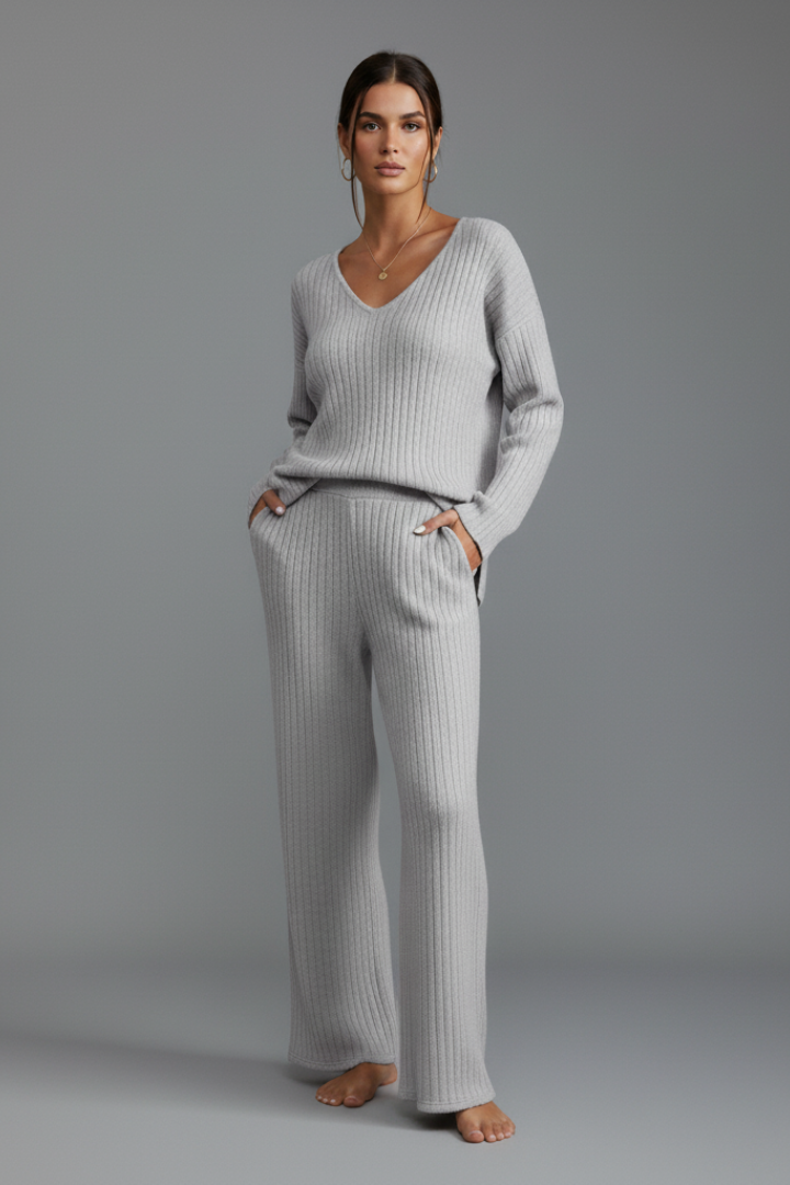 Gray women's two-piece matching set, alternate product view