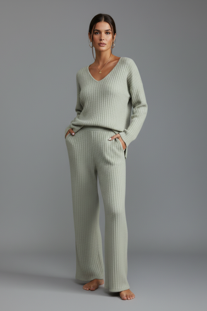 Olive green women's two-piece matching set, alternate product view