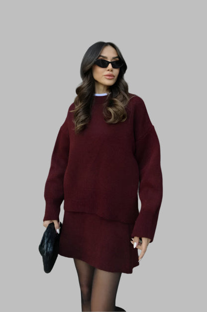 Bordeauxrood women's two-piece matching set, product view