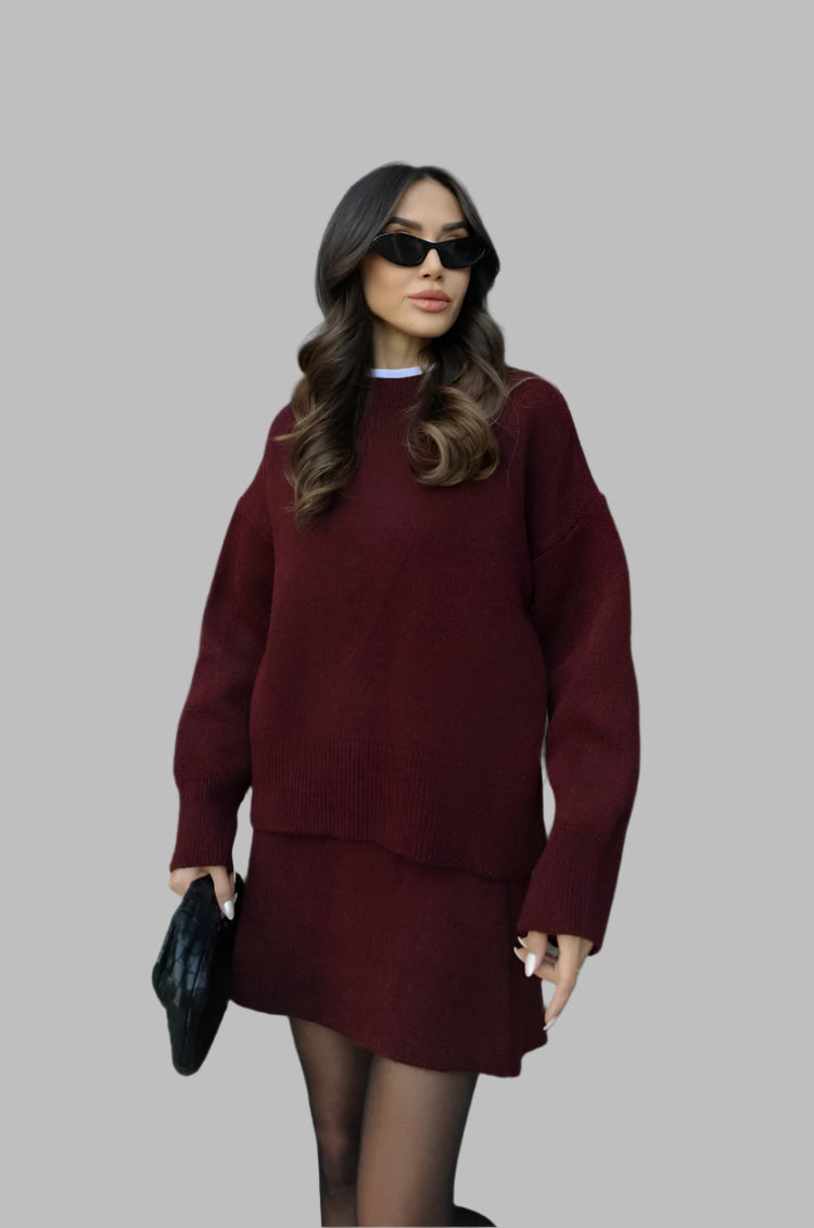 Bordeauxrood women's two-piece matching set, product view