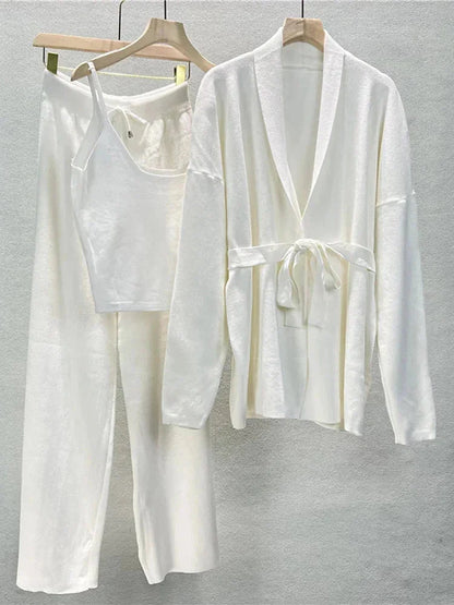 White women's two-piece matching set, alternate product view