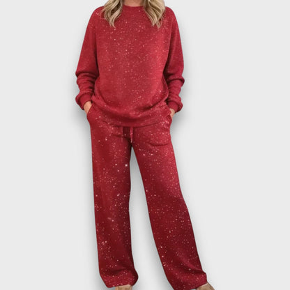Red women's two-piece matching set, alternate product view
