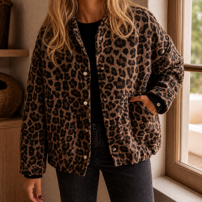 Sabina Leopard Bomber Jacket