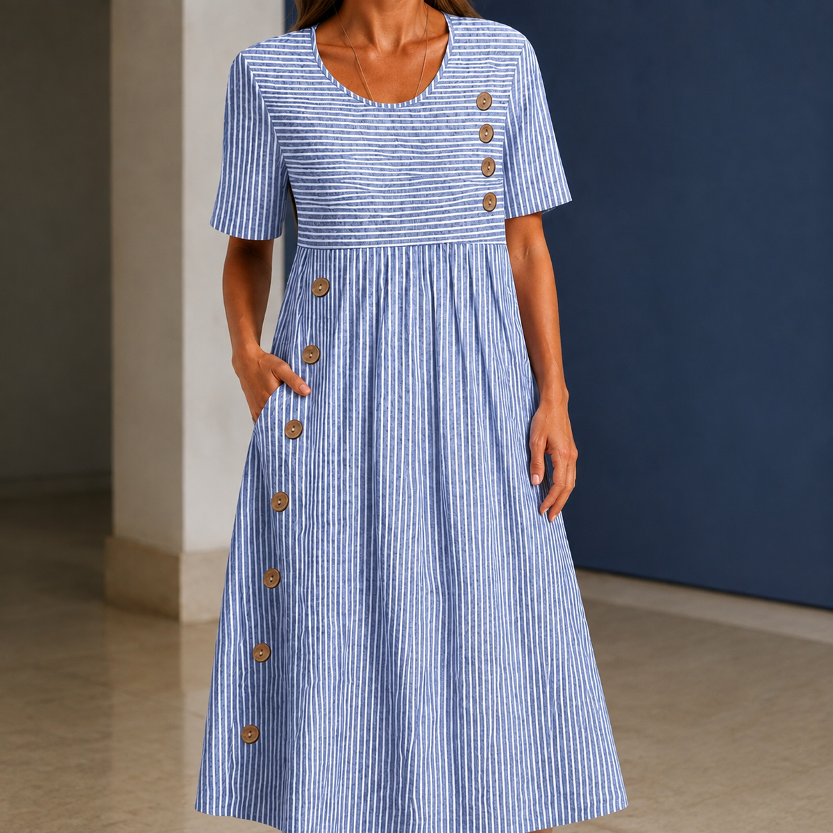 Lara Striped Midi Dress