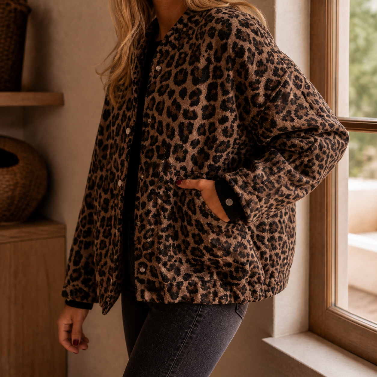 Sabina Leopard Bomber Jacket