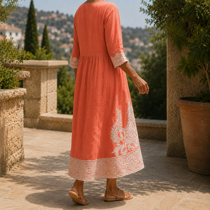 Xenia Embroidered Midi Dress