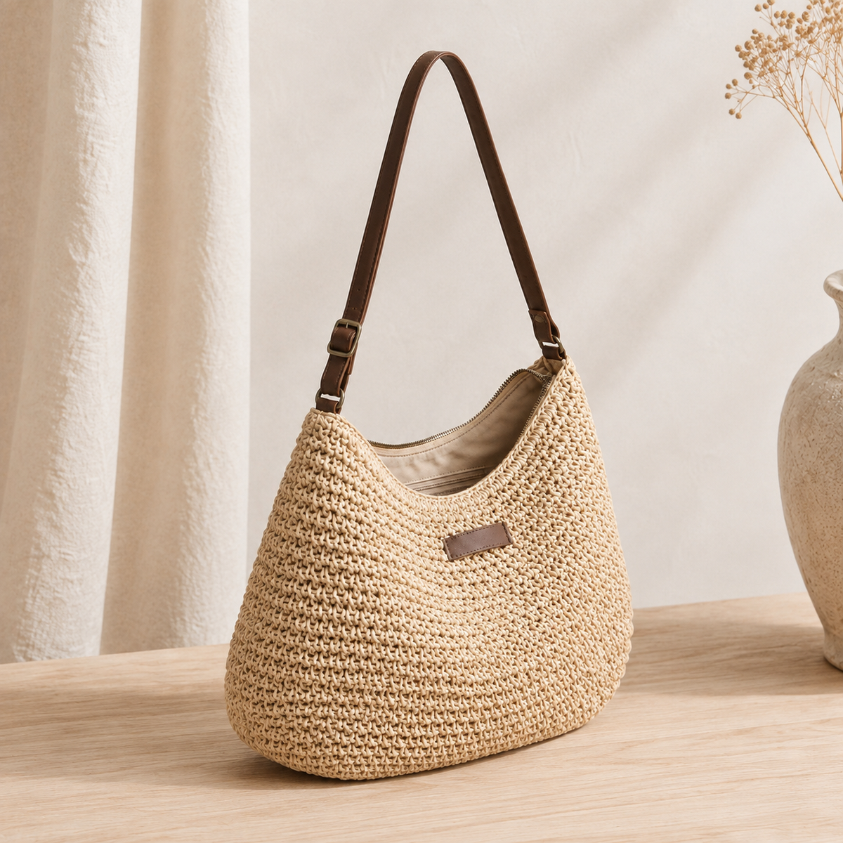 Carrera Woven Hobo Bag