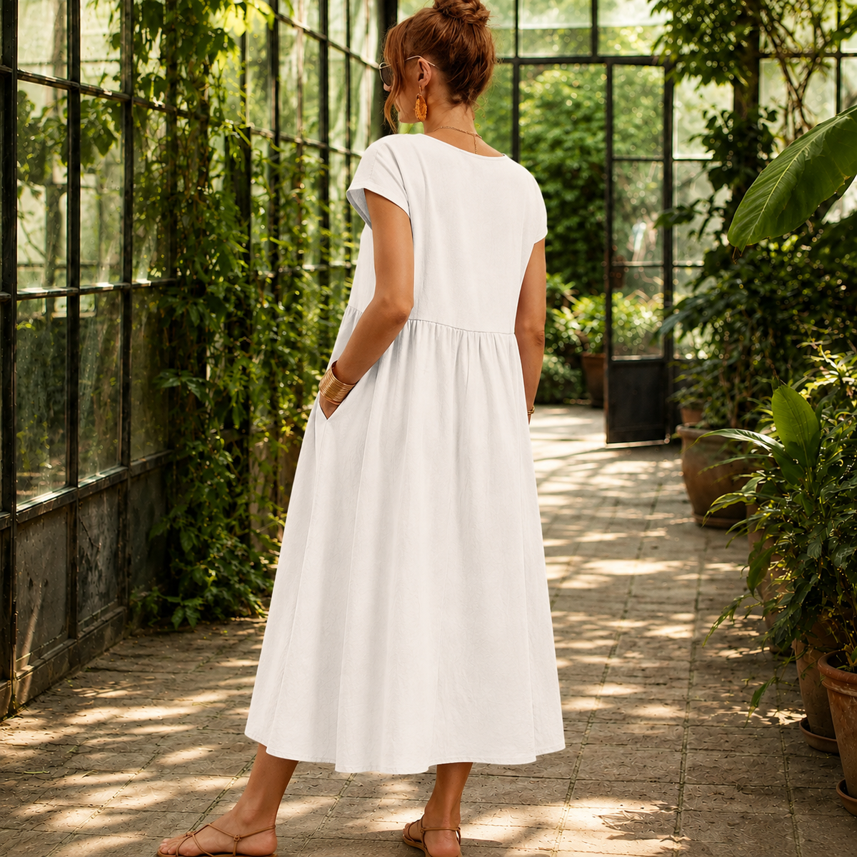 Estella Gathered Midi Dress