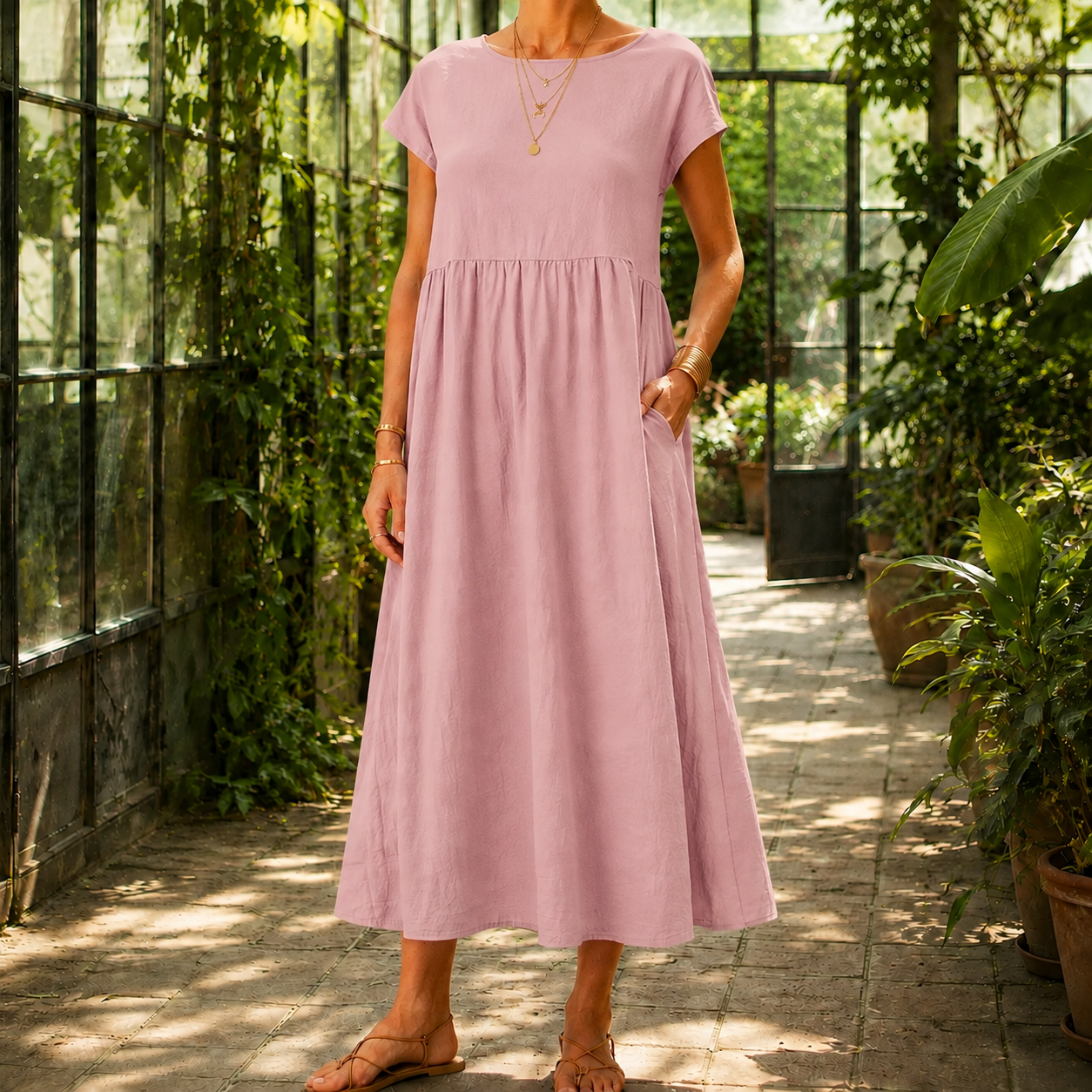 Estella Gathered Midi Dress
