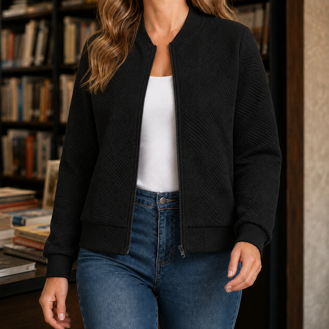 Leonie Geometric Bomber Jacket