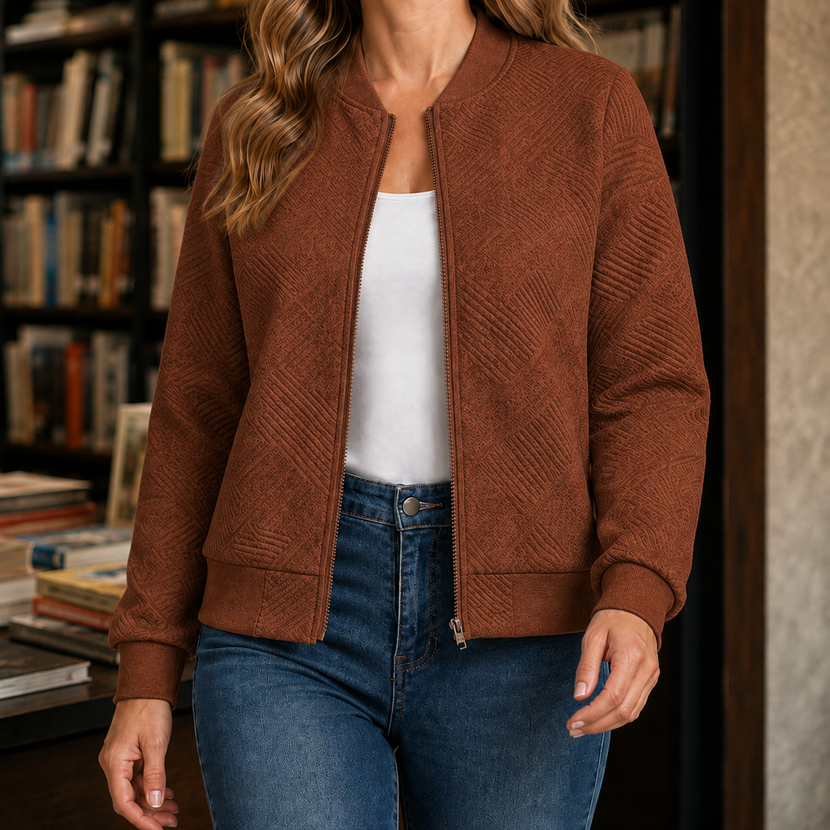 Leonie Geometric Bomber Jacket
