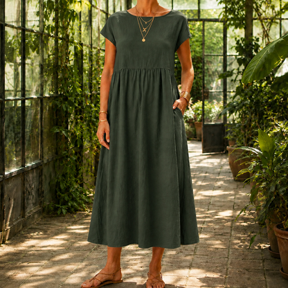 Estella Gathered Midi Dress