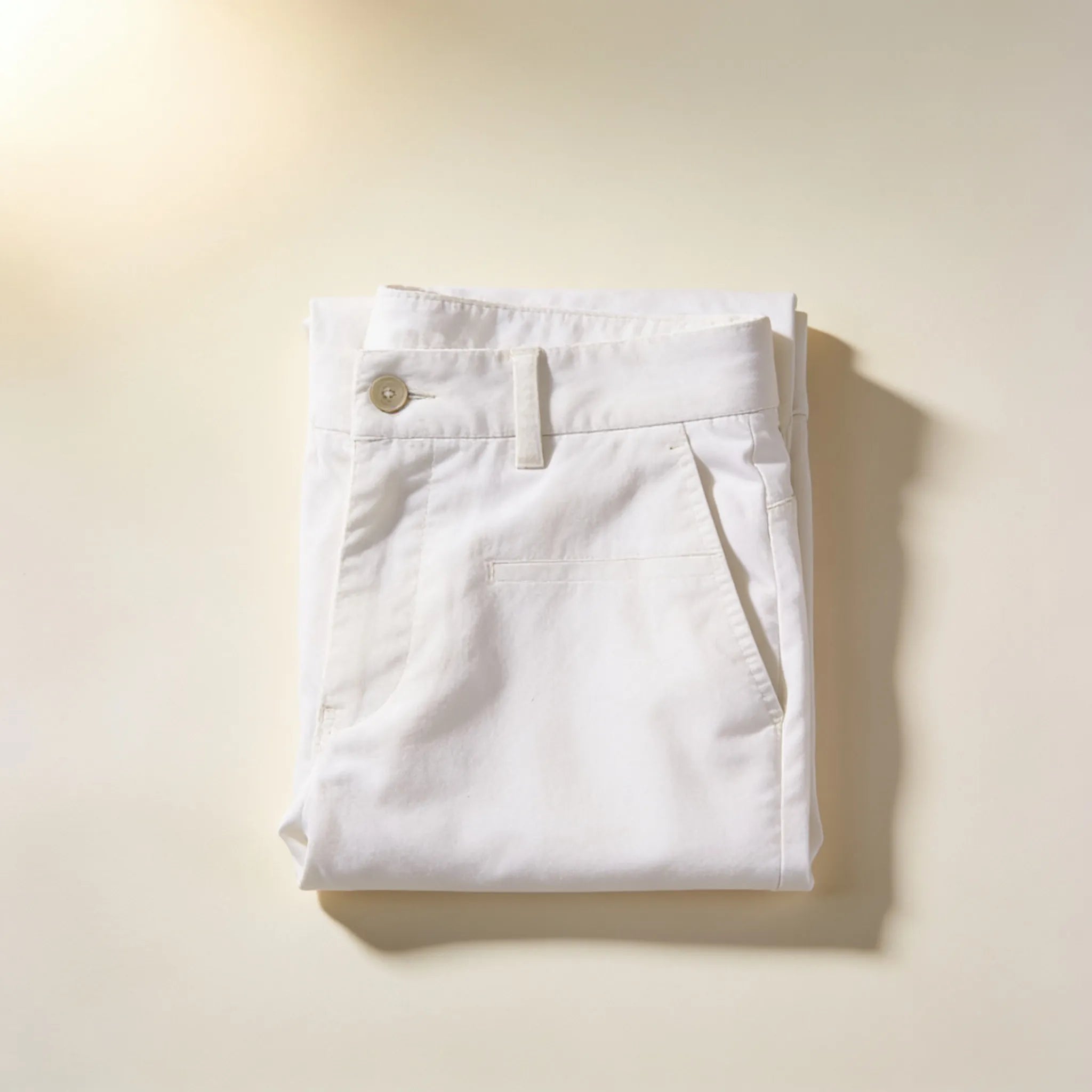 Men's White Chino Summer Shorts top view
