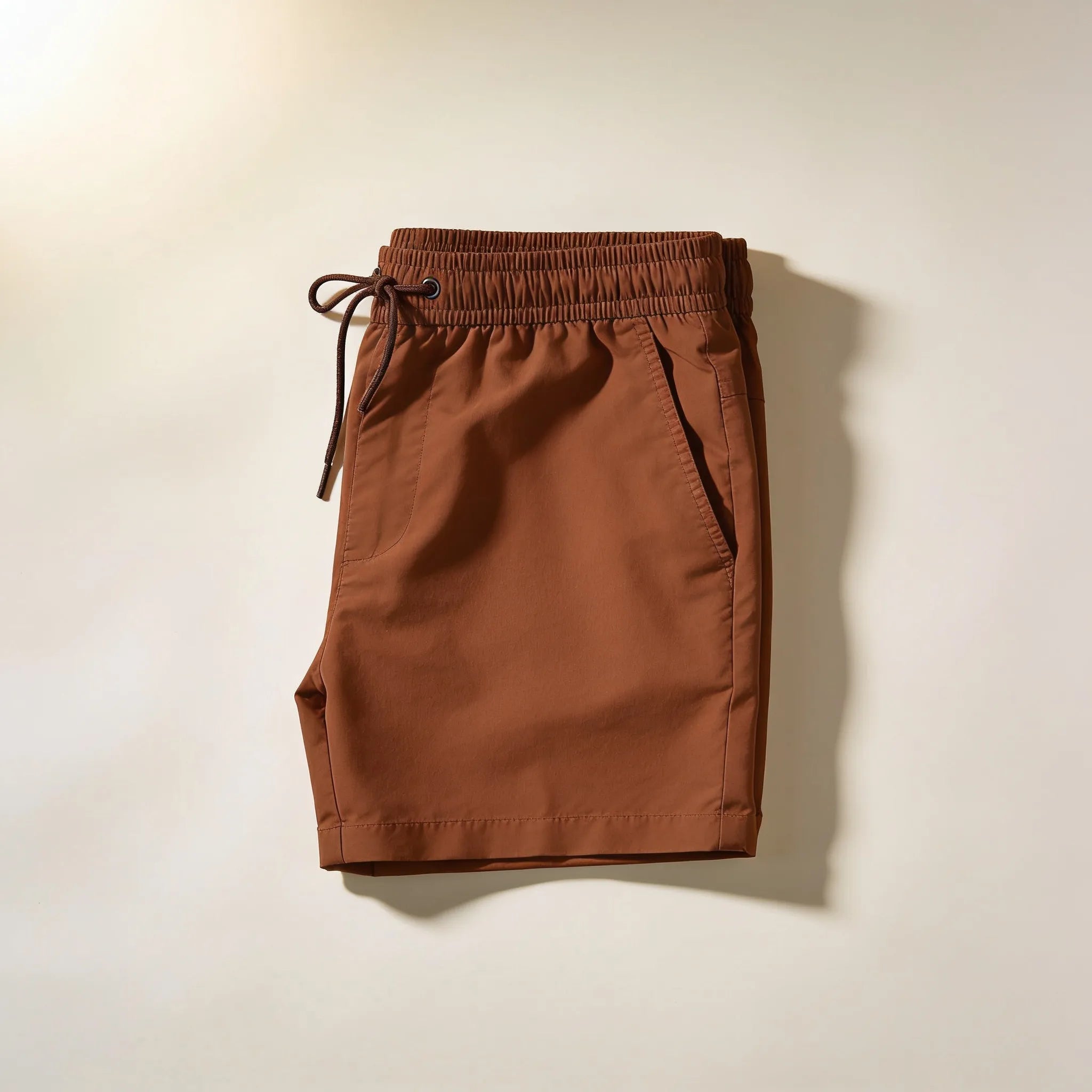Men's Brown Slim-Fit Swim Shorts top view