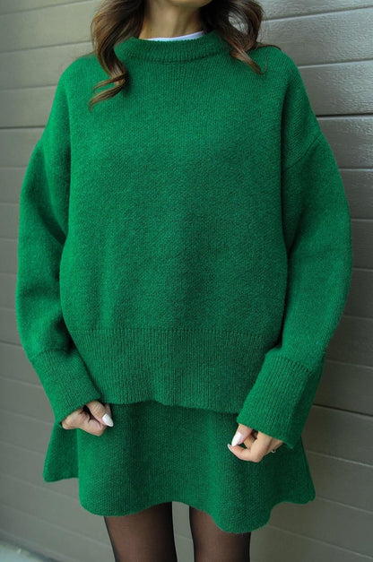 Green women's two-piece matching set, product view