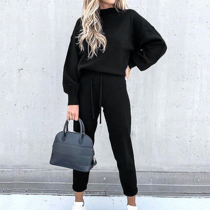 Black women's two-piece matching set, product view