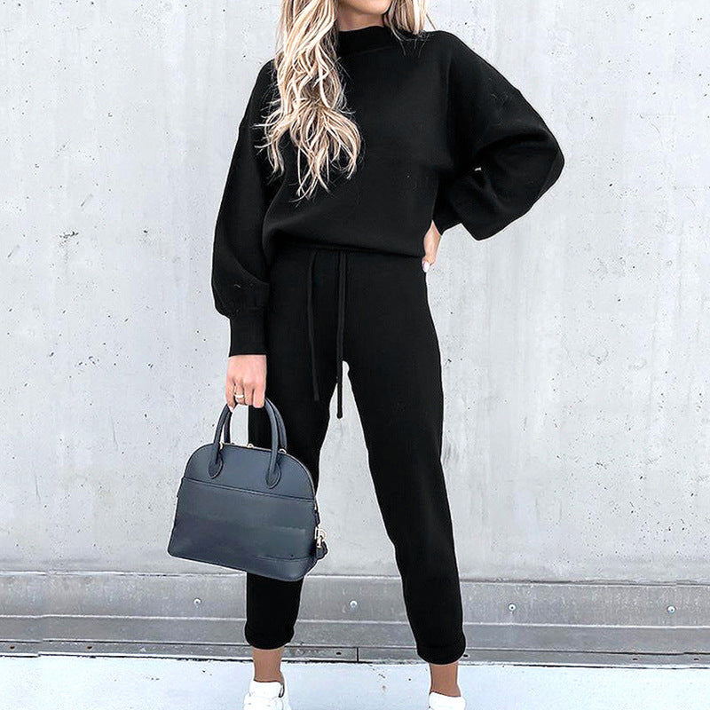 Black women's two-piece matching set, product view